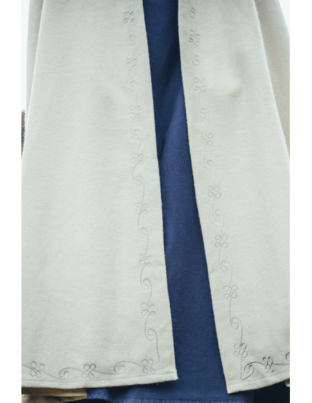 Medieval natural white wool cape with...
