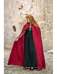 Erna medieval cotton cape with embroidery, red color