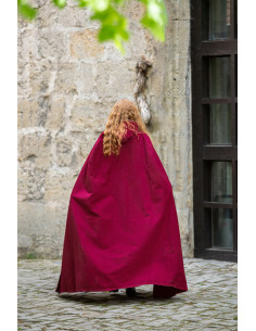 Erna medieval cotton cape with embroidery, red color 2