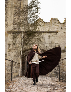 Medieval woolen cape Tjark model, brown color