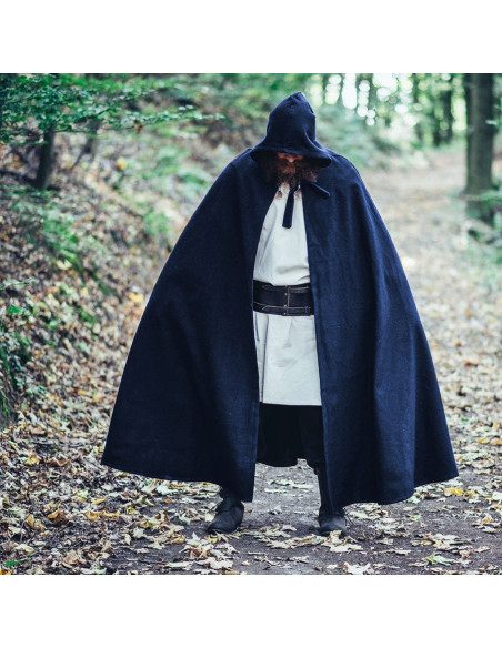 Long medieval cape model Raik, blue...