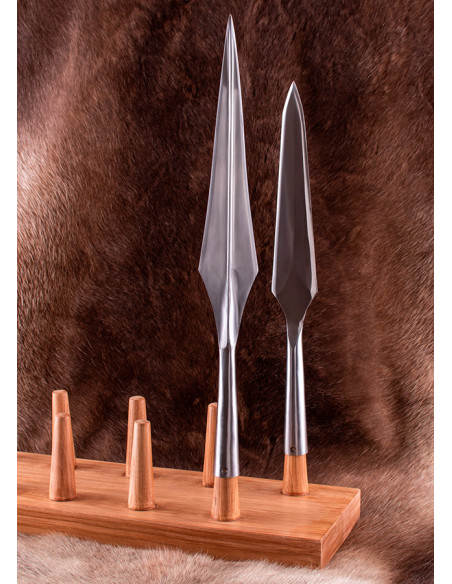 Wooden display for 13 spearheads