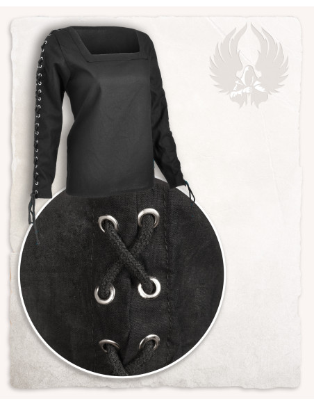 Abby black medieval woman blouse with...