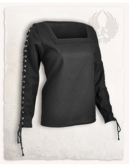 Abby black medieval woman blouse with...