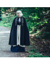 Medieval cape with embroidery Lyra model, black color