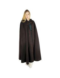 Medieval cape with embroidery and Gesa brooch, brown color 2