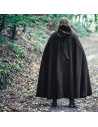 Long medieval cape with buckle closure, Lorenz model, black, 160 cm.
