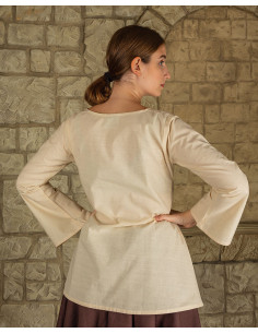 Medieval blouse Valeria long bell sleeve, cream color 2