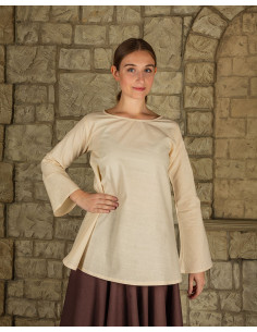 Medieval blouse Valeria long bell sleeve, cream color