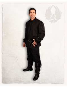 Bastian long sleeve medieval shirt in black 2