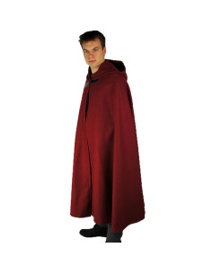 Medieval woolen cape Tjark model, red color