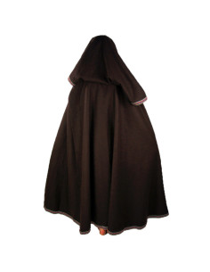 Medieval brown wool cape with hood, Theresa model 2