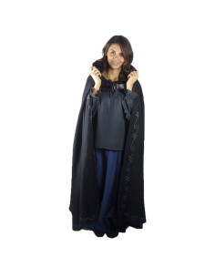 Cape medieval black cape with hood, Gesa model