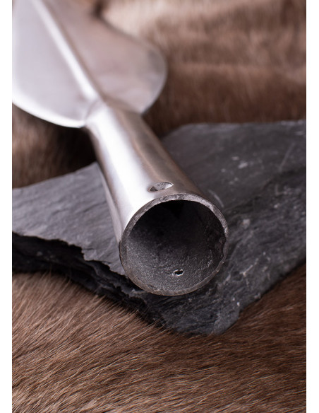 Long carved Viking spearhead, 64 cm.