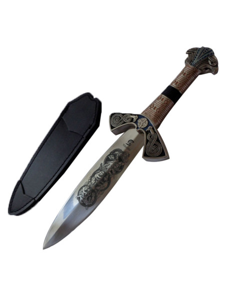 Viking dagger with leather scabbard
