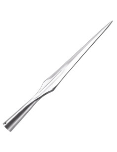 Long medieval spearhead with fluted, length 43.5 cm.