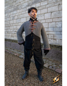 Steel-coloured chainmail sleeves, buckle closure