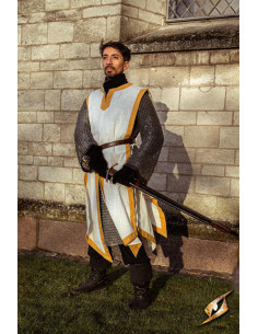 Medieval tabard Clement bicolor, ivory white - griffin...