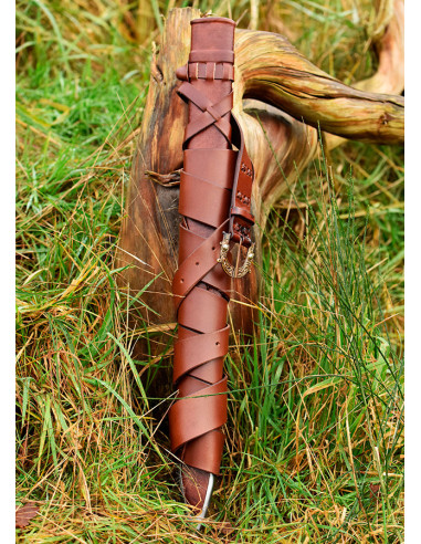 Sheath and belt for Viking sword pommel 3 lobes for practices, long version
