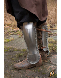 Persian greaves in polished steel