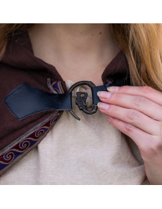 Medieval wool cape with embroidery Daniel model, brown color 2