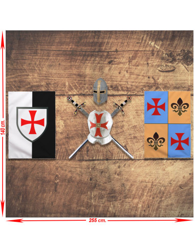 Panoply of the Knights Templar. swords, pectoral, helmet and banners