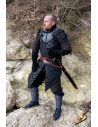 Armor-brigandine of the lumberjack warrior in black chamois leather
