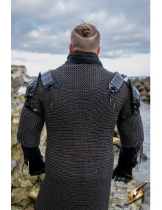 Set of lumberjack shoulder pads in black leather 2