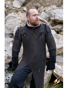 Lumberjack shoulder pad set in black suede leather 2