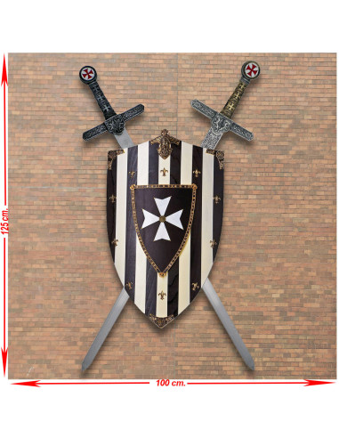 Panoply of the Knights Hospitaller with shield and swords