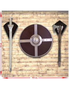 Viking Panoply Ragnar Lodbrok with sword, shield and ax