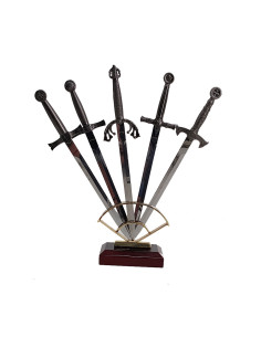 Set of 5 historical medieval letter openers with support,...