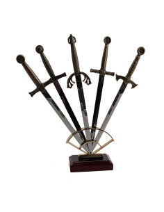 Set of 5 historical medieval letter openers with support,...