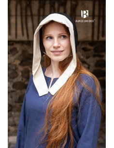 Dagmar women's medieval Bonnet cap, black-natural 2