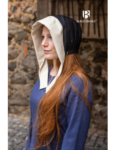 Dagmar women's medieval Bonnet cap, black-natural