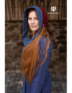 Dagmar women's medieval Bonnet cap, burgundy-blue