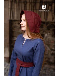 Medieval Bonnet women's hat Helga, Bordeaux color 2