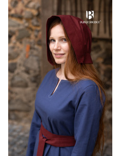 Medieval hat Bonnet woman Helga, Bordeaux color
