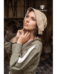 Medieval Bonnet woman Helga cap, hemp color