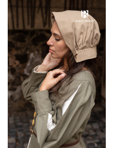 Medieval Bonnet woman Helga cap, hemp color 2