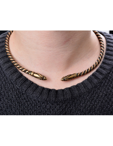 Viking torc with ravens heads