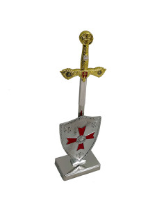 Templar letter opener with Templar cross shield support