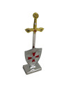 Templar letter opener with Templar cross shield support