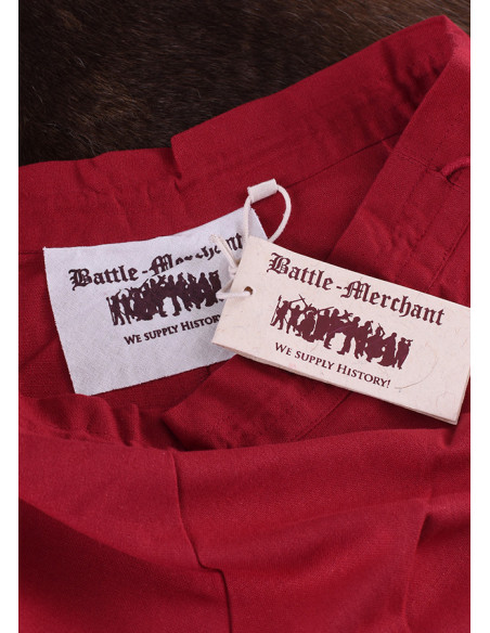 Long red wide flared medieval skirt