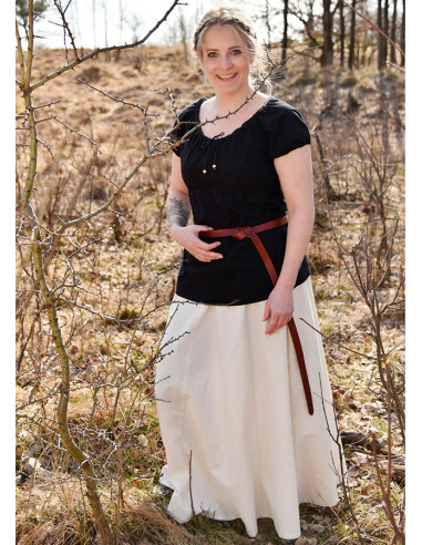 Long medieval skirt with wide flare, natural color