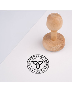 Stamp and ink pad with Celtic and Viking Triquetra,...
