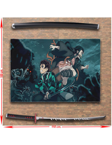 Demon Slayer Tanjiro Kamado's Banner + Katana Pack