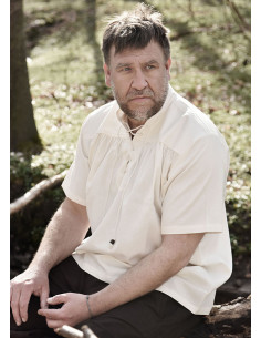 Medieval summer shirt with short sleeves, natural white... 2