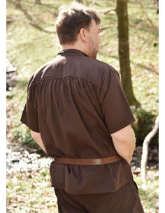 Medieval summer shirt with short sleeves, brown 2