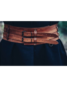 Strong Viking-type belt model Sif, cognac brown